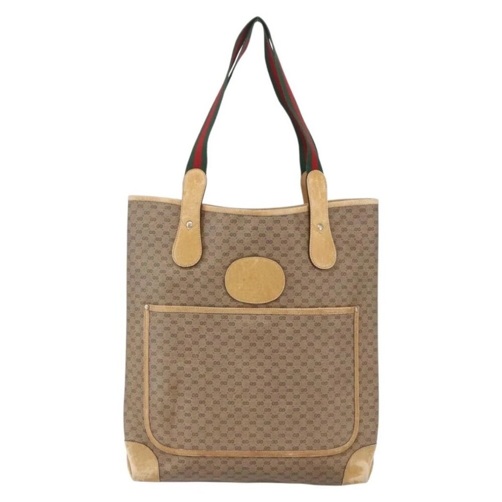 GUCCI Micro GG Supreme Web Sherry Line Bag PVC Beige 002 904 0223 Auth 156847 - Picture 2 of 16